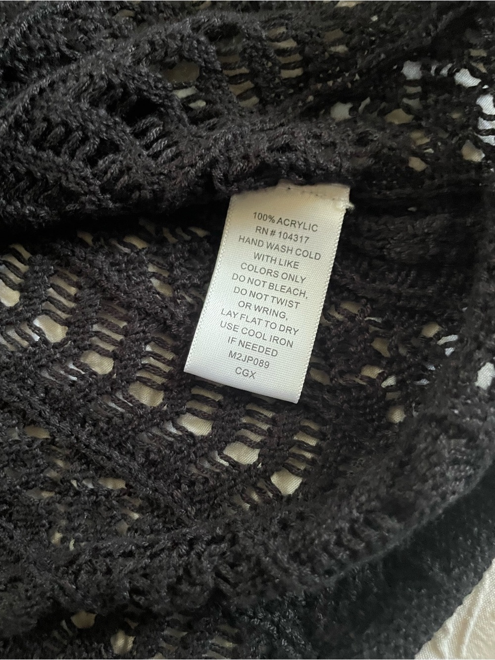 Black Knit Mesh Coverup Crochet Lace-Up V-Neck Sweater - Picture 4 of 4